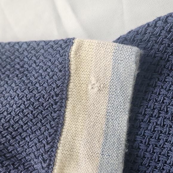 J Crew Blue Textured Sweater with Cream Accents - Picture 5 of 6